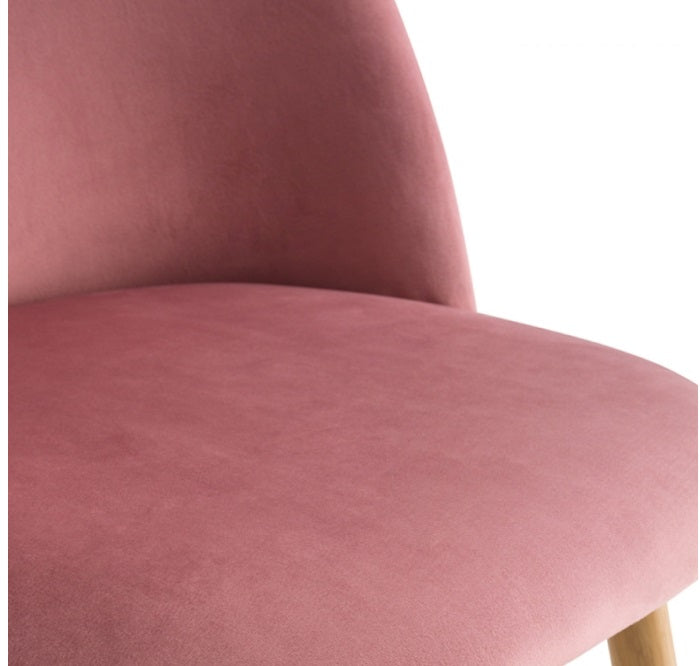 Moderner Samt Esszimmerstuhl (Rosa) - Eleganz mit Metallbeinen in Holzoptik