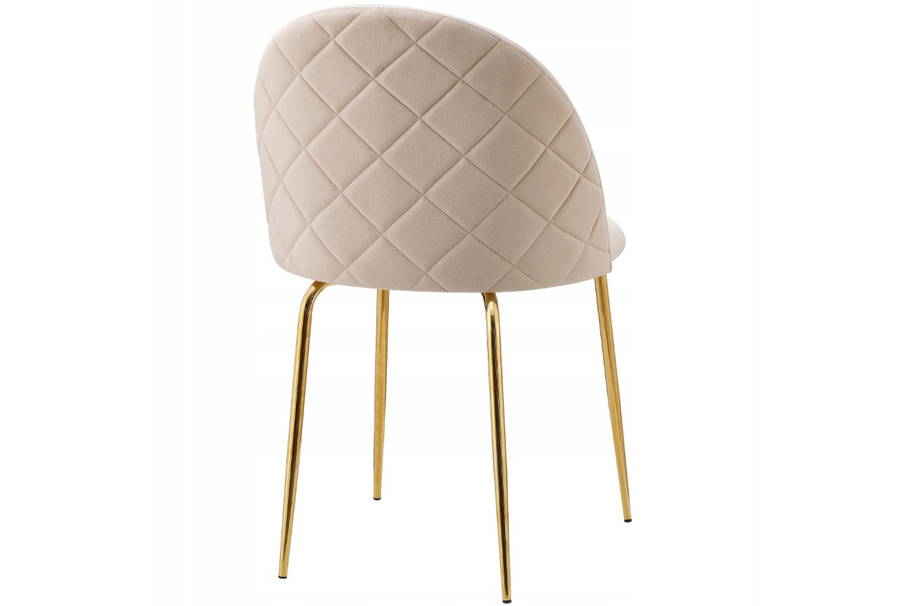 Samt Esszimmerstuhl – Creme, Edelstahl Goldbeine, Skandinavisches Design