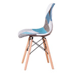 Patchwork Esszimmerstuhl – Mehrfarbig Blau-Töne, Stoffbezug, Holzgestell