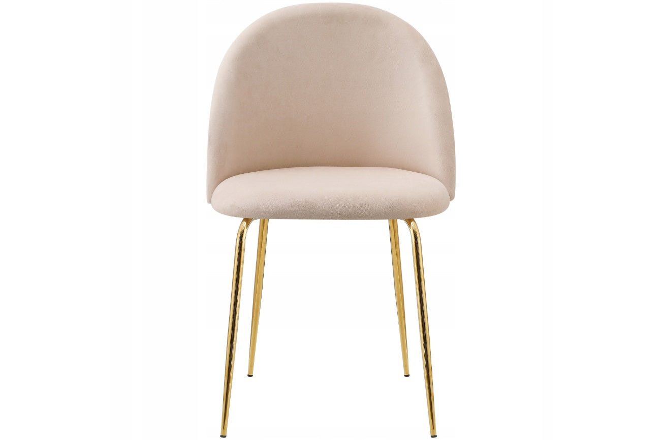 Samt Esszimmerstuhl – Creme, Edelstahl Goldbeine, Skandinavisches Design
