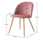 Moderner Samt Esszimmerstuhl (Rosa) - Eleganz mit Metallbeinen in Holzoptik