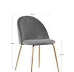 Samt Esszimmerstuhl – Dunkelgrau, Edelstahl Goldbeine, Moderner Stil