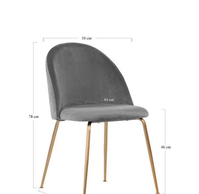 Samt Esszimmerstuhl – Dunkelgrau, Edelstahl Goldbeine, Moderner Stil