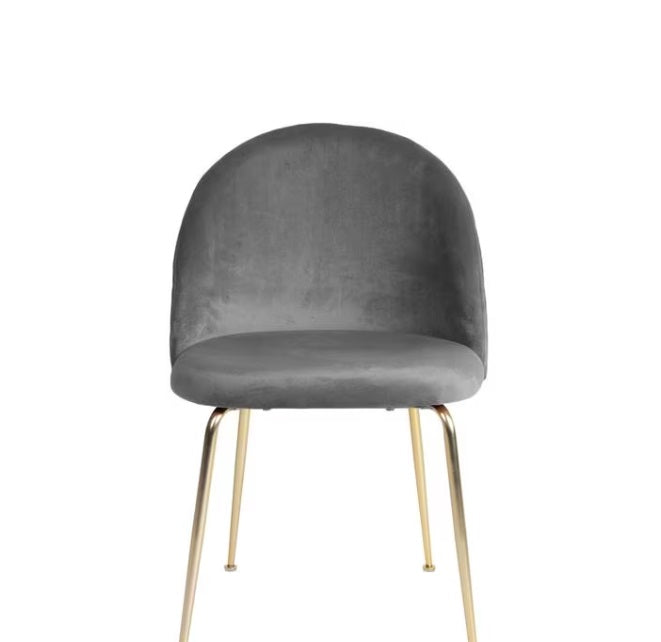 Samt Esszimmerstuhl – Dunkelgrau, Edelstahl Goldbeine, Moderner Stil