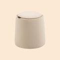 2-in-1 Hocker Beige Samtoptik – Runder Sitzhocker mit Stauraum und Tablett-Deckel