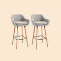 2er-Set Barhocker Beige – Gepolstert, mit Rückenlehne & Armlehnen, Massivholz (Sitzhöhe 80 cm)