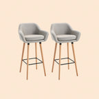 2er-Set Barhocker Beige – Gepolstert, mit Rückenlehne & Armlehnen, Massivholz (Sitzhöhe 80 cm)