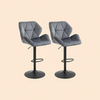 2er Barhocker Set Blau – Samt-Optik, Höhenverstellbar (63–83 cm), 360° Drehbar, Metallgestell