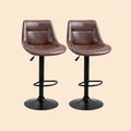 2er Barhocker Set Braun – Höhenverstellbar, 360° Drehbar, Kunstleder im Vintage Used-Look (59–79 cm)
