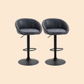 2er Barhocker Set Dunkelgrau – Höhenverstellbar & 360° Drehbar, Kunstleder, mit Arm- & Rückenlehne