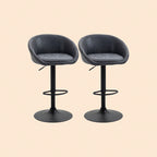 2er Barhocker Set Dunkelgrau – Höhenverstellbar & 360° Drehbar, Kunstleder, mit Arm- & Rückenlehne