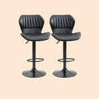 2er Barhocker Set Schwarz – Höhenverstellbar, Drehbar, Kunstleder mit Muschel-Rückenlehne (61–81 cm)