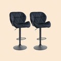 2er Barhocker Set Schwarz – Samt-Optik, Höhenverstellbar & 360° Drehbar, Diamanttufting