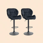 2er Barhocker Set Schwarz – Samt-Optik, Höhenverstellbar & 360° Drehbar, Diamanttufting