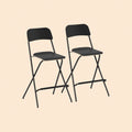 2er Barhocker Set Schwarz – Klappbar, Platzsparend, Feste Sitzhöhe 63 cm, Stahlrahmen