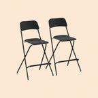 2er Barhocker Set Schwarz – Klappbar, Platzsparend, Feste Sitzhöhe 63 cm, Stahlrahmen