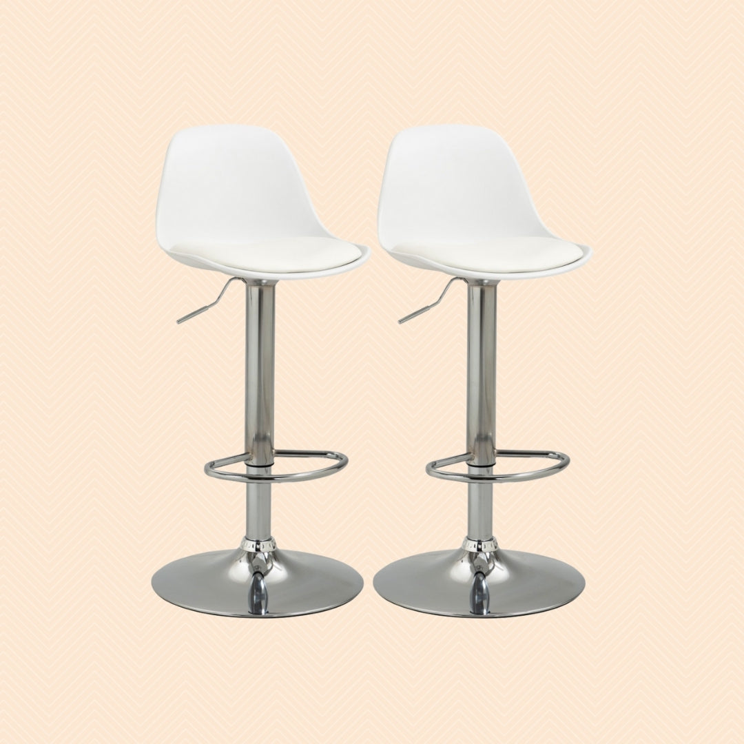 2er Barhocker Set Weiß – Höhenverstellbar (62–82 cm), Drehbar, Kunstleder, bis 120 kg