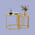 2er Beistelltisch-Set Rund Gold – Art-Déco-Satztische mit Hartglasplatte (Ø60/Ø40 cm)