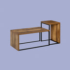 2er Couchtisch-Set Modern – Schwarz/Braun Satztische, Platzsparend (90x48 & 59x42 cm)