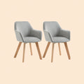 2er Set Armlehnstühle Samt Grau – Holzbeine Natur | Ergonomisch & Bequem