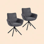 2er Set Esszimmer Drehstühle Dunkelgrau Samtoptik – 360° Drehbar & Ergonomische Armlehnen