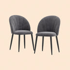2er Set Esszimmerstühle Grau Samtoptik – Akzentstühle im Muschel-Design Retro