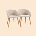 2er Set Esszimmerstühle Skandinavisch – Beige Polsterstuhl mit Holzbeinen | Hohe Stabilität