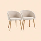 2er Set Esszimmerstühle Skandinavisch – Beige Polsterstuhl mit Holzbeinen | Hohe Stabilität