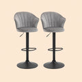 2er Barhocker Set Grau – Samt-Optik, Höhenverstellbar & 360° Drehbar, Diamanttufting