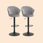 2er Barhocker Set Grau – Samt-Optik, Höhenverstellbar & 360° Drehbar, Diamanttufting
