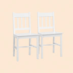 2er Set klassische Esszimmerstühle Weiß aus massivem Kiefernholz, mit offener Sprossenlehne