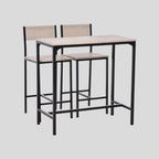 3-teiliges Bar-Set Natur/Schwarz – Stehtisch & 2 Barstühle mit Hoher Rückenlehne, Outdoor