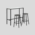 3-teiliges Bar-Set für 2 Personen – Weißer Marmoroptik Tisch (100x40 cm) & 2 Hocker