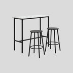 3-teiliges Bar-Set für 2 Personen – Weißer Marmoroptik Tisch (100x40 cm) & 2 Hocker