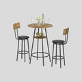 3-teiliges Bartisch-Set Industrial – 2 Gepolsterte Hocker mit Lehne & 2-stufiger Tisch