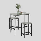3-teiliges Bartisch-Set Industrial Grau – Stehtisch (80x50 cm) mit 2 Hockern, Platzsparend