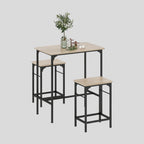 3-teiliges Bartisch-Set Industrial Naturholz – Stehtisch (80x50 cm) mit 2 Hockern, Platzsparend