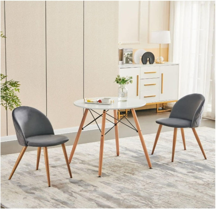 Moderner Weißer Runder Küchentisch - Massivholzbeine, Eames Stil