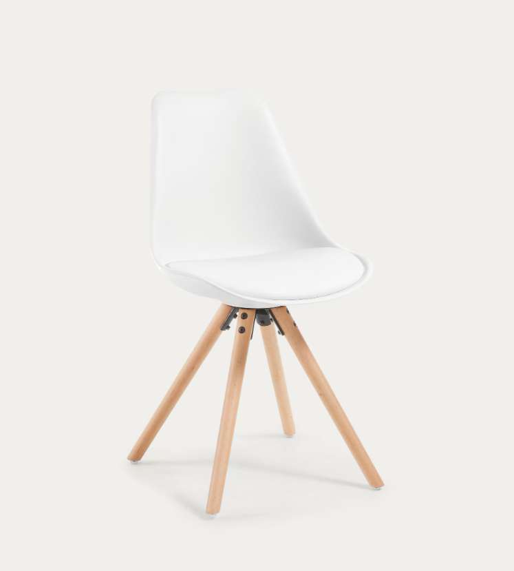 Nordisches Design 6-Personen Essgruppe - 120x80 cm Tisch & Weiße Gepolsterte Stühle