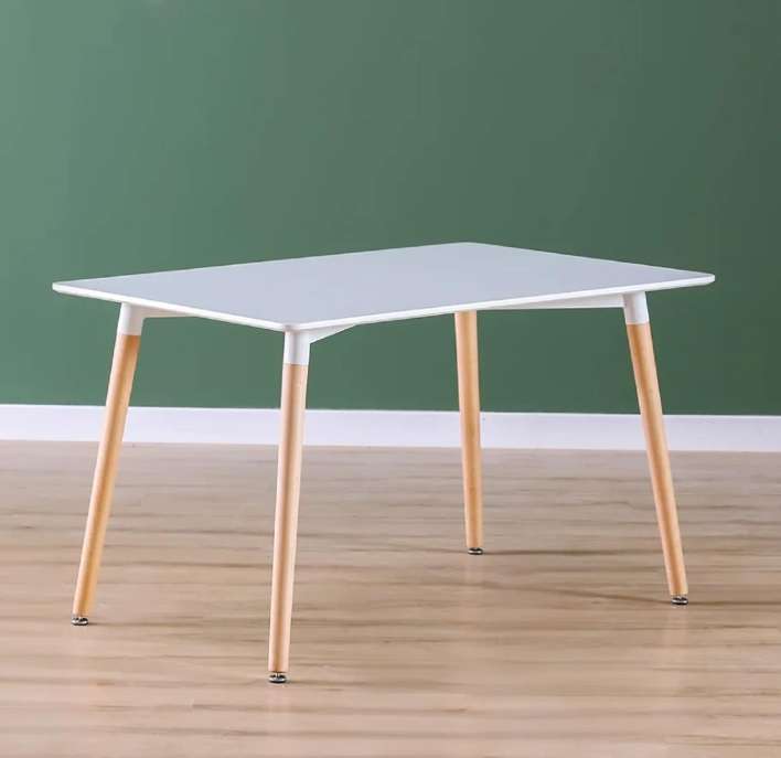 Nordisches Design 6-Personen Essgruppe - 120x80 cm Tisch & Weiße Gepolsterte Stühle