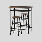 3er Bargarnitur Schwarz/Eiche – Küchentisch (80x50 cm) mit Regal & 2 Barhockern, Industrie-Design