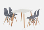 Skandinavisches Retro Design 4-Personen Essgruppe - 120x80 cm Rechteckiger Tisch & Stühle