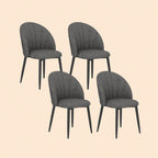 4er Set Esszimmerstühle Samt Dunkelgrau – Elegantes Muschel-Design | Stahlbeine