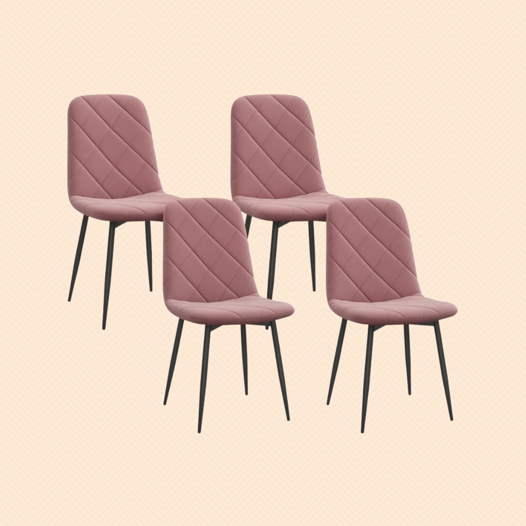 4er Set Samt Esszimmerstühle Rosa – Elegante Steppung