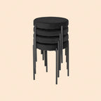 4er Set schwarze Stapelhocker Samtoptik mit Metallbeinen, platzsparende Küchenhocker