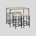 5-teiliges Bartisch-Set Eiche/Schwarz – Stehtisch & 4 Hocker, Platzsparend (100x60 cm)