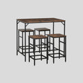 5-teiliges Bartisch-Set Rustikal-Braun/Schwarz – Stehtisch & 4 Hocker, Platzsparend (100x60 cm)