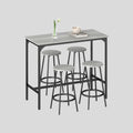 5-tlg. Bartisch-Set Industriedesign Grau – Küchentresen & 4 Barhocker (110x50 cm), Kompakt