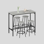 5-tlg. Bartisch-Set Industriedesign Grau – Küchentresen & 4 Barhocker (110x50 cm), Kompakt