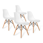 Esszimmerstuhl – Weiß Rundsitz, Kunststoff, Buche Holzbeine